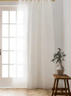 Embroidered flowers sheer curtain