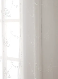 Embroidered flowers sheer curtain