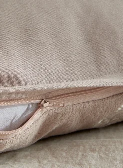 Embroidered flowers taupe removable cover cushion