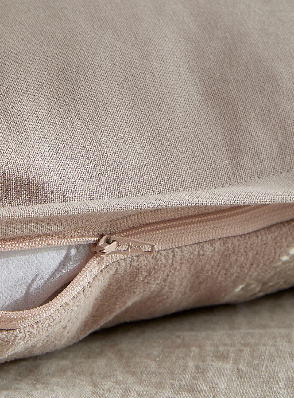 Embroidered flowers taupe removable cover cushion