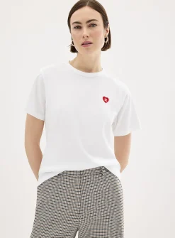 Embroidered heart casual T-shirt