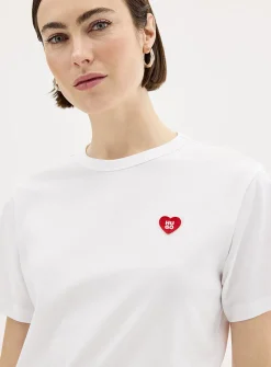 Embroidered heart casual T-shirt