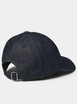 Embroidered logo denim cap