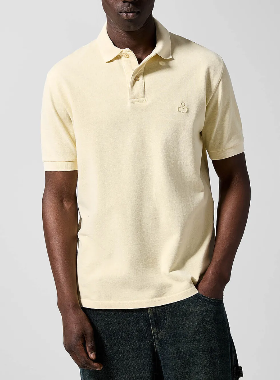 Embroidered logo faded piqué polo shirt