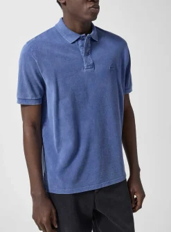 Embroidered logo faded piqué polo shirt