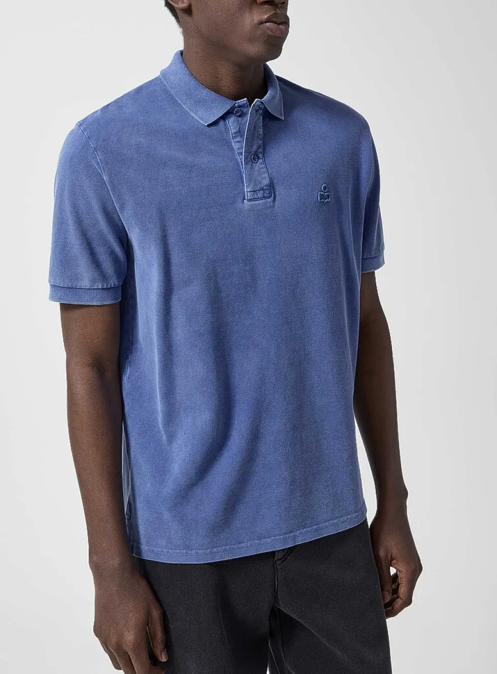 Embroidered logo faded piqué polo shirt