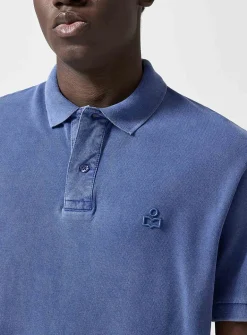 Embroidered logo faded piqué polo shirt
