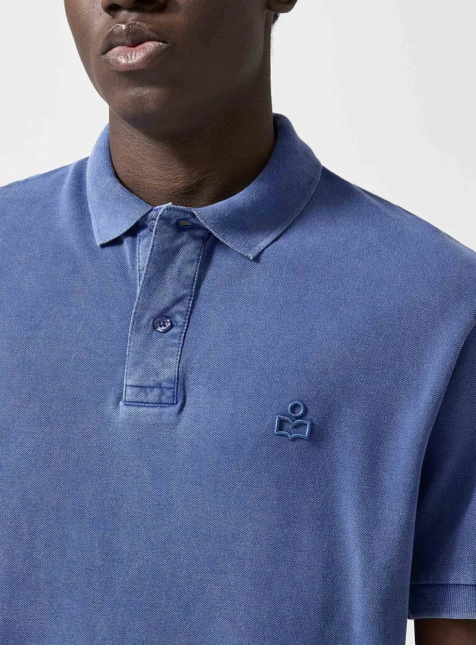 Embroidered logo faded piqué polo shirt