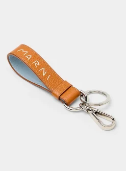 Embroidered logo leather key chain
