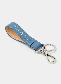 Embroidered logo leather key chain