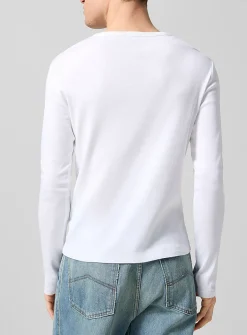 Embroidered logo long-sleeve Henley T-shirt
