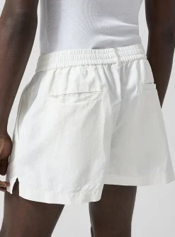 Embroidered logo pure linen short