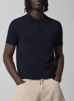 Embroidered logo pure wool polo shirt