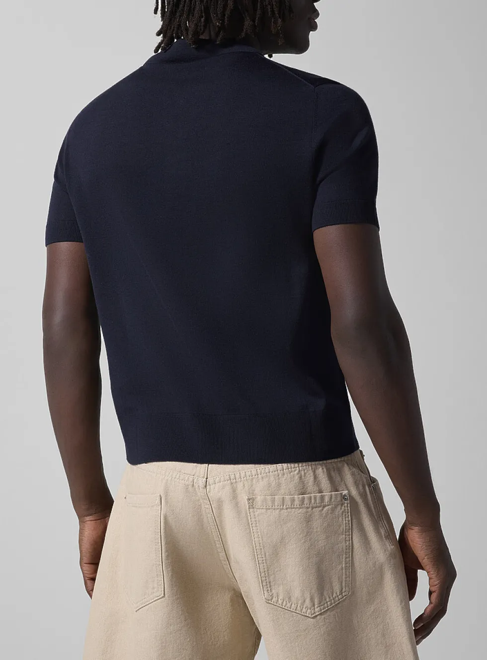 Embroidered logo pure wool polo shirt