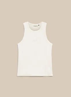 Embroidered logo ribbed tank top
