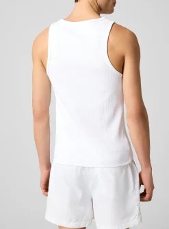 Embroidered logo ribbed tank top