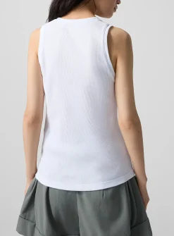 Embroidered logo ribbed tank top