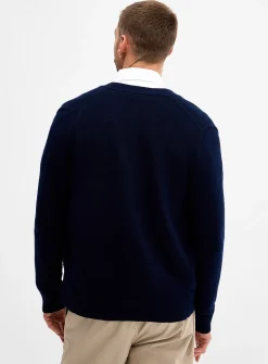 Embroidered logo V-neck cardigan