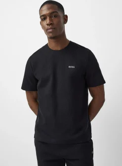 Embroidered logo waffle T-shirt