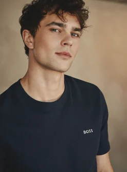 Embroidered logo waffle T-shirt