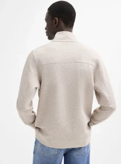 Embroidered logo zip-neck T-shirt