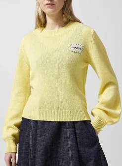 Embroidered patch pure cashmere sweater