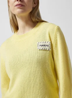 Embroidered patch pure cashmere sweater