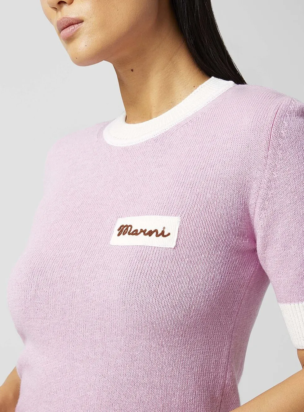 Embroidered patch wool sweater