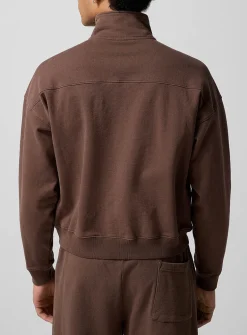Embroidered patch zip-collar sweatshirt