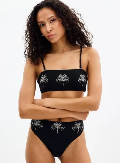 Embroidered pearl palm tree cheeky bottom