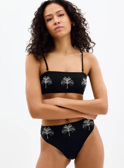 Embroidered pearl palm tree bandeau top
