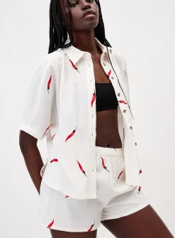 Embroidered peppers mini-short