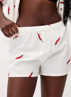 Embroidered peppers mini-short