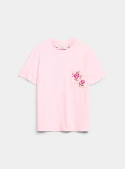Embroidered pocket 100% organic cotton slub T-shirt