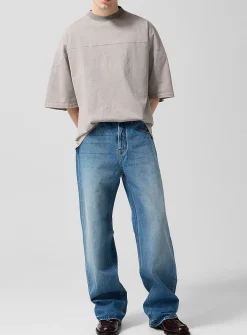Embroidered pocket straight-leg de-Nîmes jean