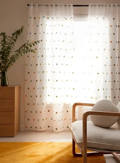Embroidered polka dots sheer curtain