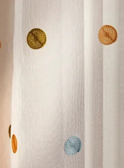 Embroidered polka dots sheer curtain