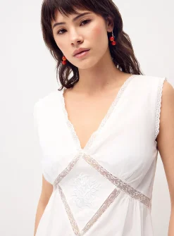 Embroidered poplin maxi dress