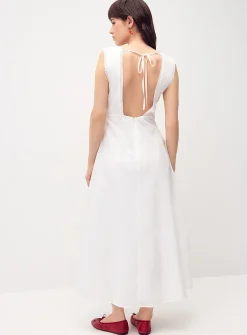 Embroidered poplin maxi dress