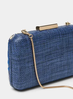 Embroidered seaweed straw-like minaudière