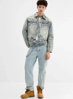 Embroidered side-band jean
