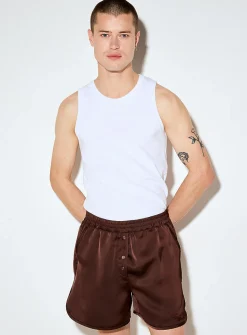 Embroidered signature ribbed tank