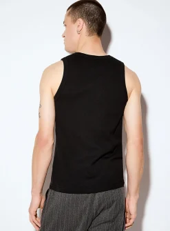 Embroidered signature ribbed tank