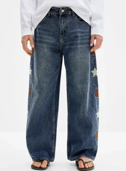 Embroidered star baggy jean