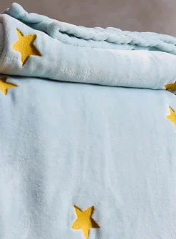 Embroidered stars soft plush throw