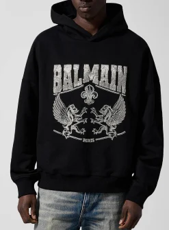 Embroidered-bead hoodie sweat