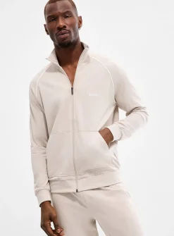 Embroidered-logo sand comfort jacket