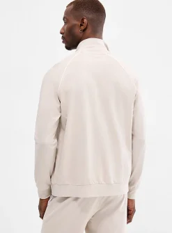 Embroidered-logo sand comfort jacket