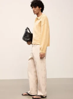 Embroidery twill pant