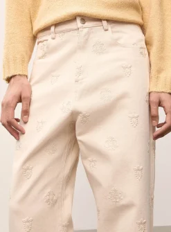 Embroidery twill pant